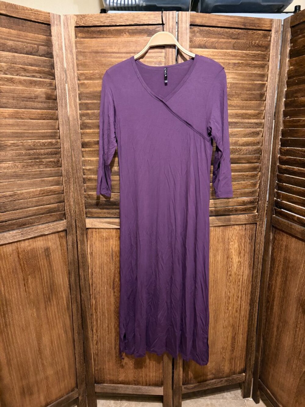 Yala Haley Crossover Front 3/4 Sleeve Bamboo Nightgown Purple